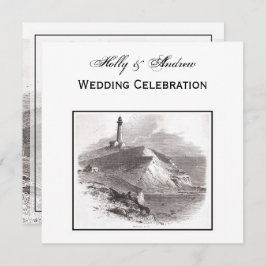 Invitación Montauk Point Lighthouse Hamptons SQ Boda