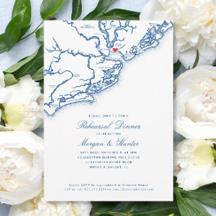 Invitación Monte Agradable Boda Azul de la Marina Ensayo Cena