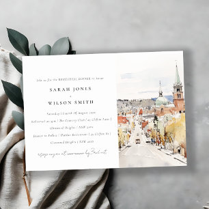 Invitación Montpelier City Scape Vermont Reheasal Dinner