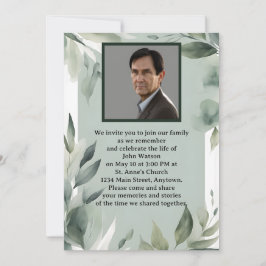 Invitación Monumento a la foto de las hojas verdes y blancas