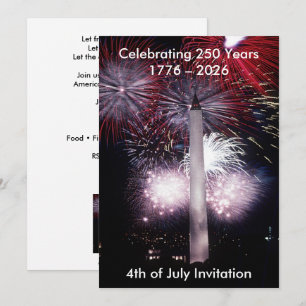 Invitación Monumento a Washington 250 Años Fiesta del 4 de Ju