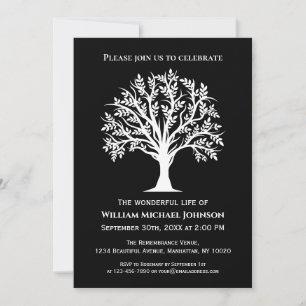 Invitación Monumento Al Funeral Del Árbol De La Vida Negro Y 