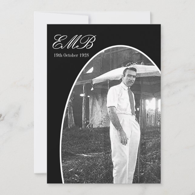 Invitación Monumento al Funeral Simple Black White Photo (Anverso)