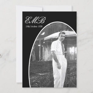 Invitación Monumento al Funeral Simple Black White Photo