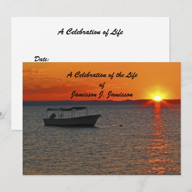 Invitación Monumento conmemorativo del atardecer en barco pes (Anverso / Reverso)