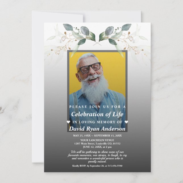 Invitación Monumento conmemorativo del funeral de la foto de  (Anverso)