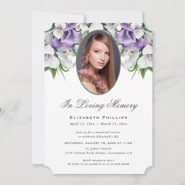Invitación Monumento conmemorativo del funeral de White Purpl (Anverso)