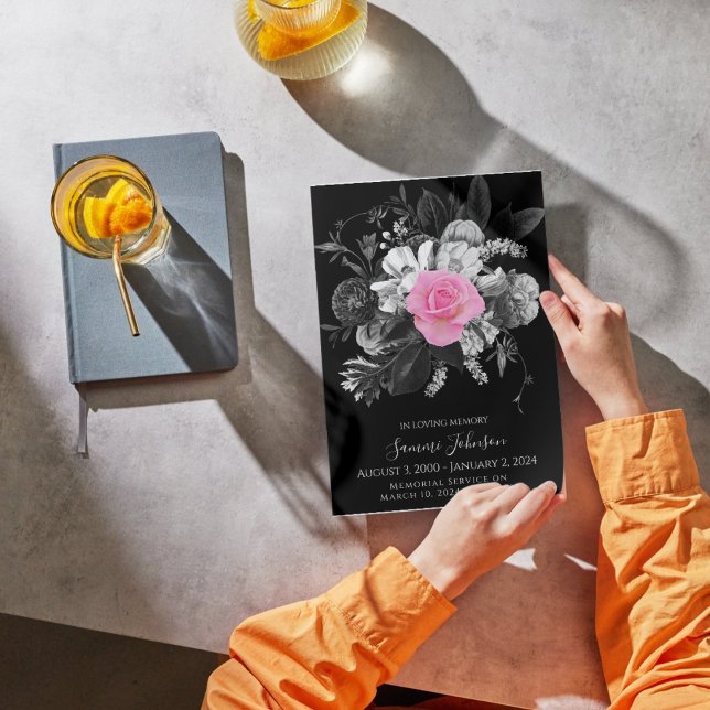 Invitación Monumento conmemorativo del funeral floral negro - (Subido por el creador)