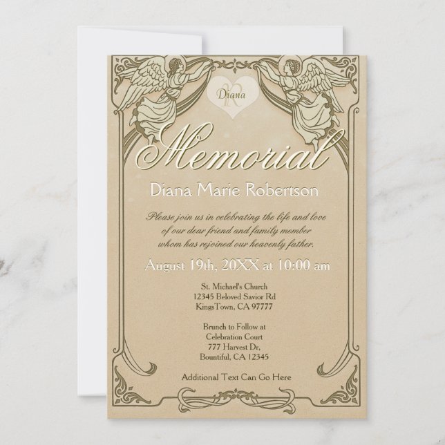Invitación Monumento conmemorativo | Monograma Angel (Anverso)