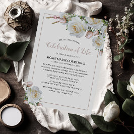 Invitación Monumento elegante a la rosa blanca | Celebración 