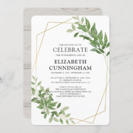 Invitación Monumento geométrico del follaje de la acuarela