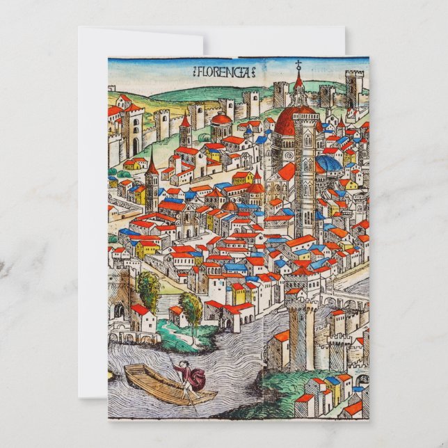 Invitación Monumento medieval de Florencia en Italia (Anverso)