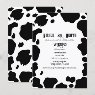 Invitación Moo Cow Spots Print Black & White Country Wedding