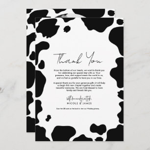 Invitación Moo Cow Spots Print Black White Gracias