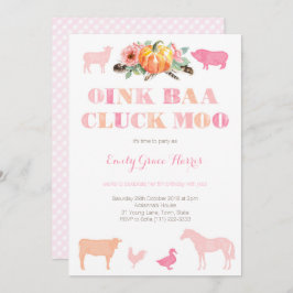 Invitación Moo de Oink Baa Cluck, fiesta de cumpleaños de la 