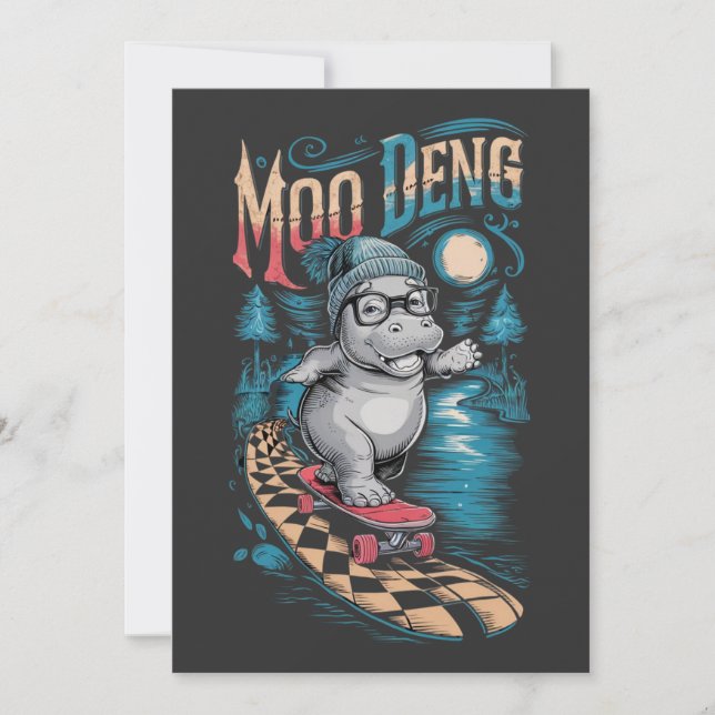 Invitación Moo Deng Hippo encantador (Anverso)
