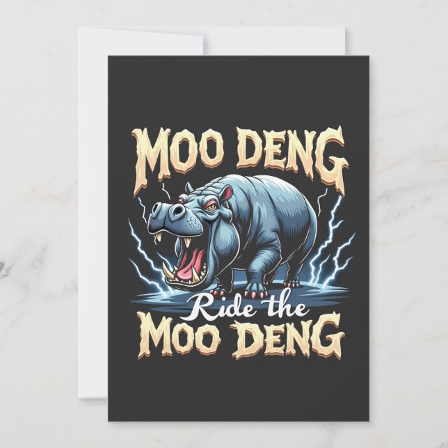 Invitación Moo Deng Ride Moo Deng Gracioso Hippo (Anverso)