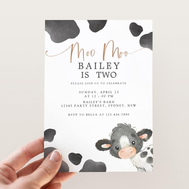 Invitación Moo Moo Cumplo Dos Vaca 2do Cumpleaños (Subido por el creador)