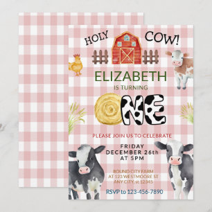 Invitación Moo Moo Im Two Cow 1Cumpleaños