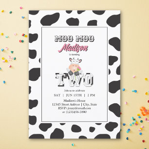 Invitación Moo Moo Soy dos Chicas de la granja de impresión d