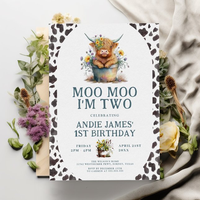 Invitación Moo Moo Soy dos Chicas de la granja de impresión d (Subido por el creador)