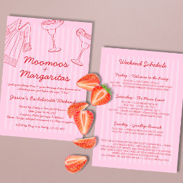 Invitación Moo Moos & Margaritas Bachelorette rosa y roja