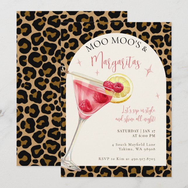 Invitación Moo Moos y Fiesta de Margaritas (Anverso / Reverso)