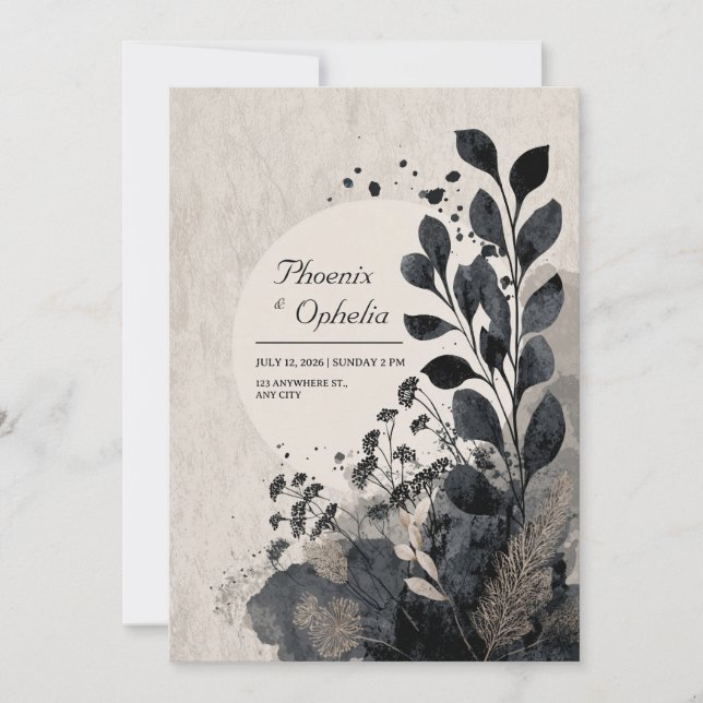 Invitación Moody Abstract Boda de follaje (Anverso)