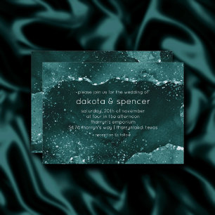 Invitación Moody Agate   Tono de joyas rico en malaquita verd