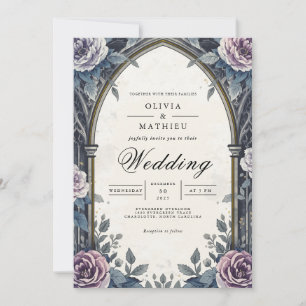 Invitación Moody Arch Floral Romance Boda