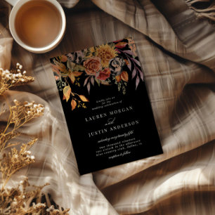 Invitación Moody Autumn Elegant Boda Floral
