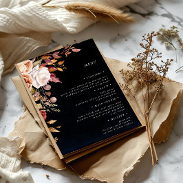 Invitación Moody Autumn Floral Elegant Wedding Menu Card