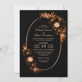 Invitación Moody Black con Naranja quemado Boda floral