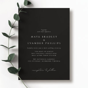 Invitación Moody Black Elegante Boda Clásico Sin Tiempo
