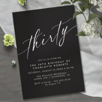 Moody Black | Elegante guión moderno 30 cumpleaños