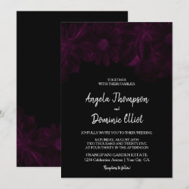 Invitación Moody Black Floral Boda