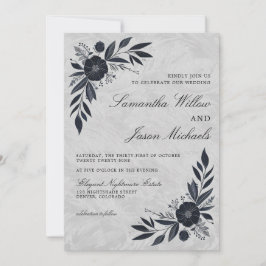Invitación Moody Black Floral Boda