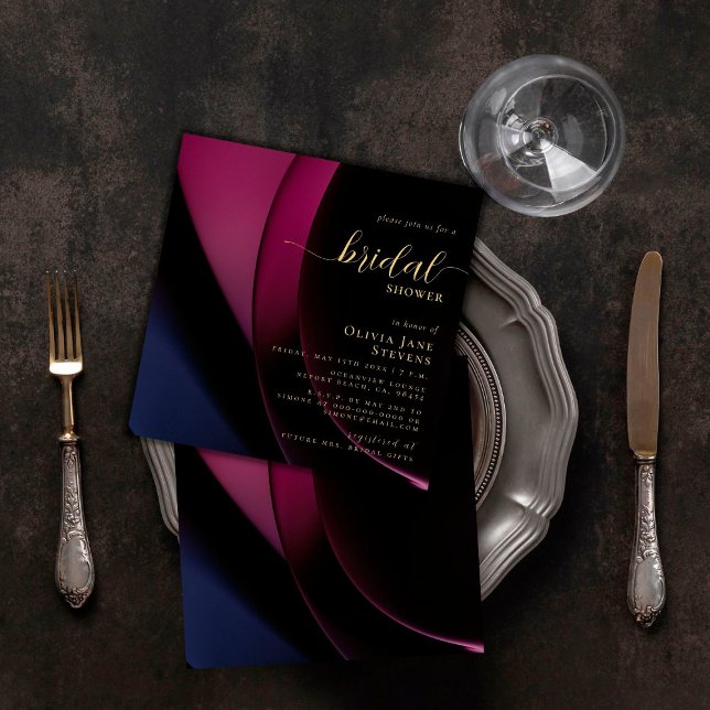 Invitación Moody Black Purple Elegant Abstract Bridal Shower (Subido por el creador)
