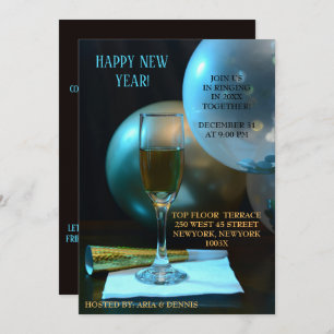 Invitación Moody Blue New Year Champagne Flute