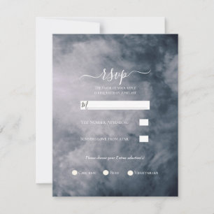 Invitación Moody Blue Sky Nubes Boda Celestial RSVP