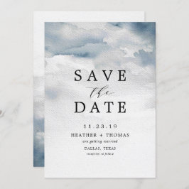 Invitación Moody Blue Watercolor Elegant Save the Dates
