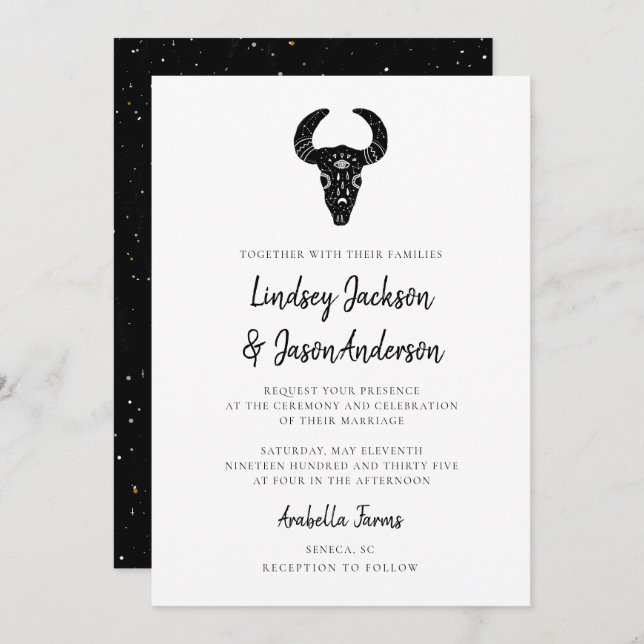 Invitación Moody Bohemian Boda occidental ruso oscuro (Anverso / Reverso)