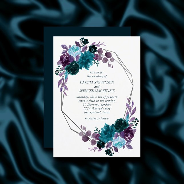 Invitación Moody Boho | Boda floral Verde azulado y turquesa (Subido por el creador)