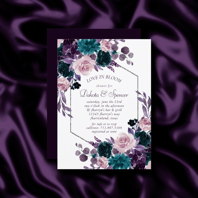 Invitación Moody Boho | Ducha De Novias De Floral Púrpura Egg (Subido por el creador)