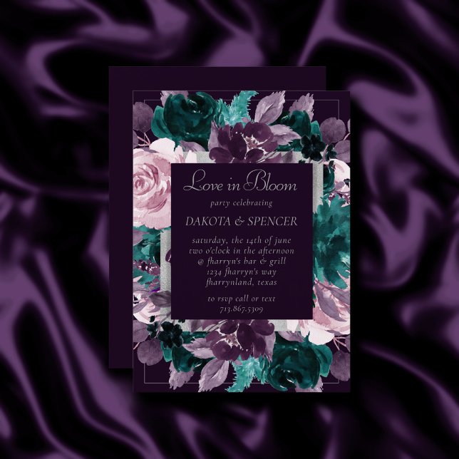 Invitación Moody Boho | Ducha Floral Púrpura De Eggplant Oscu (Subido por el creador)