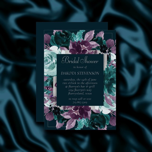 Invitación Moody Boho | Ducha profunda Verde azulada turquesa (Subido por el creador)