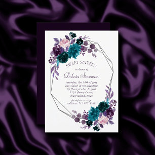 Invitación Moody Boho   Eggplant Morple Bouquet Sweet Diecisé