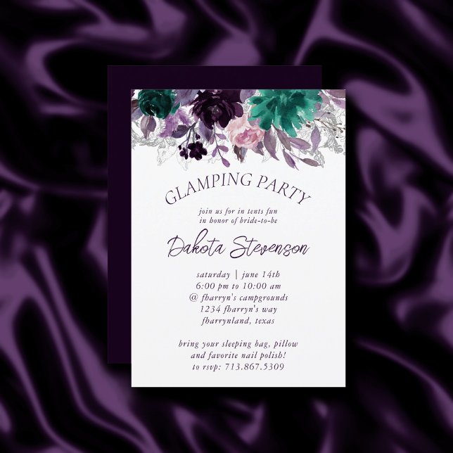 Invitación Moody Boho | Fiesta De Glamado Floral Púrpura De L (Subido por el creador)