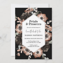 Invitación Moody Boho Floral Pink & Black Bridal Shower