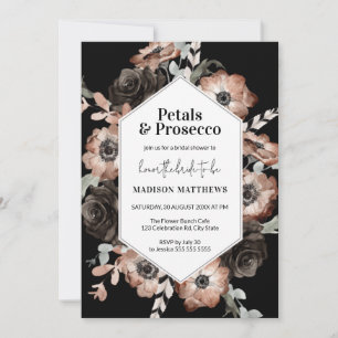 Invitación Moody Boho Floral Pink & Black Bridal Shower